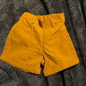 High-Waist Mustard Yellow Cuffed Shorts